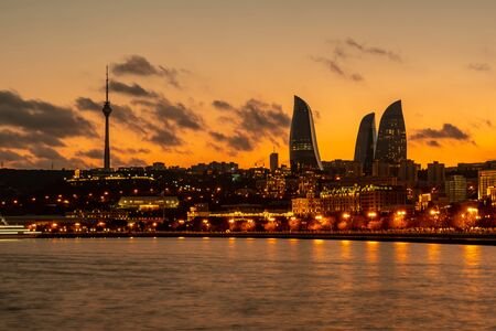 A stunning nighttime view of Baku Boulevard